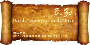 Balázsovics Zsófia névjegykártya